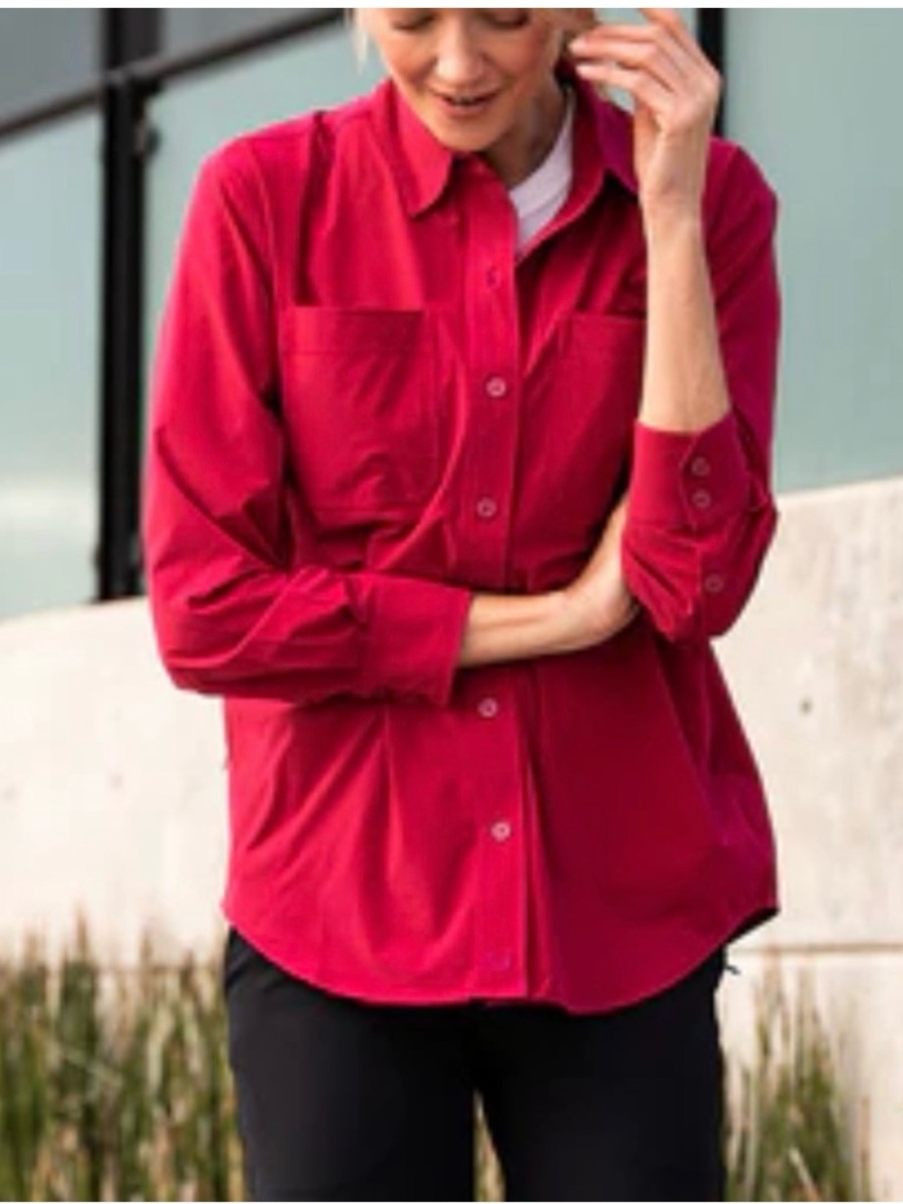 SCOTTeVEST Sabrina Travel Shirt Berry Women Size Large